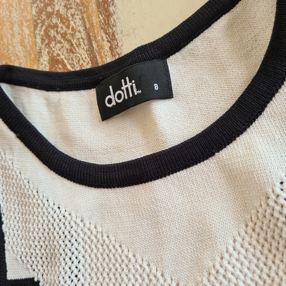 Dotti Size 8 Black White Striped Bodycon Fitted Summer Dress - Picture 9 of 9